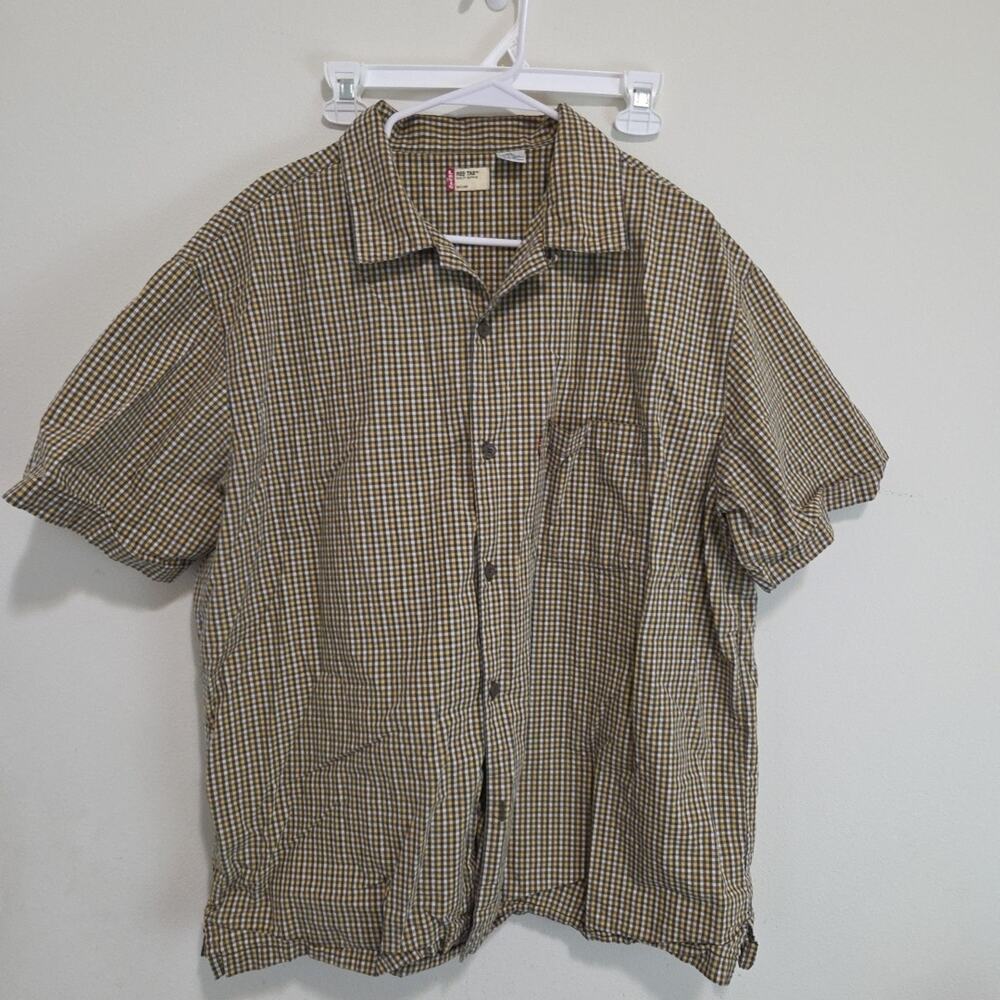 Vintage Levis Plaid Button Up Shirt Mens XL Red Tab yellow/white/black